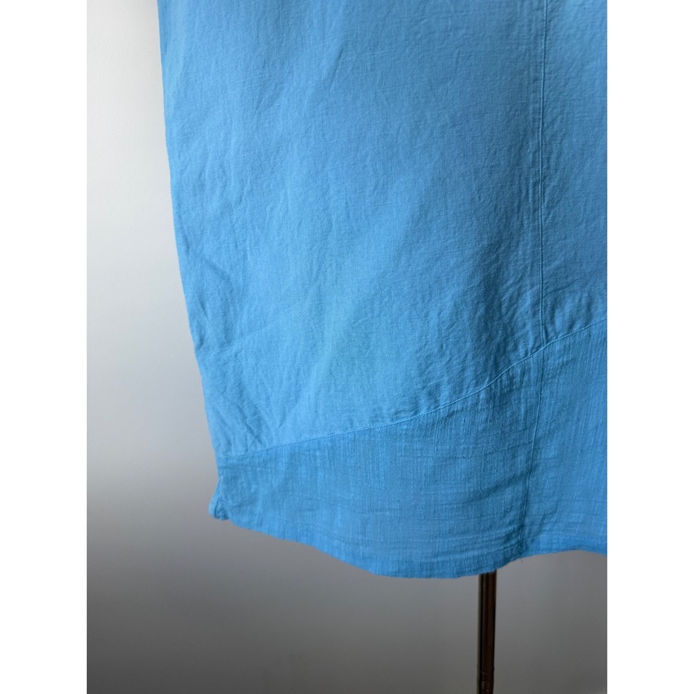 Soft Surroundings Blue Linen Blend Henley Tunic Top Asymmetrical Hem Women's 1X - Picture 9 of 13